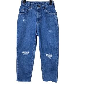 Vintage Lee High Waist Distressed Released Hem Denim Jeans Size 6
